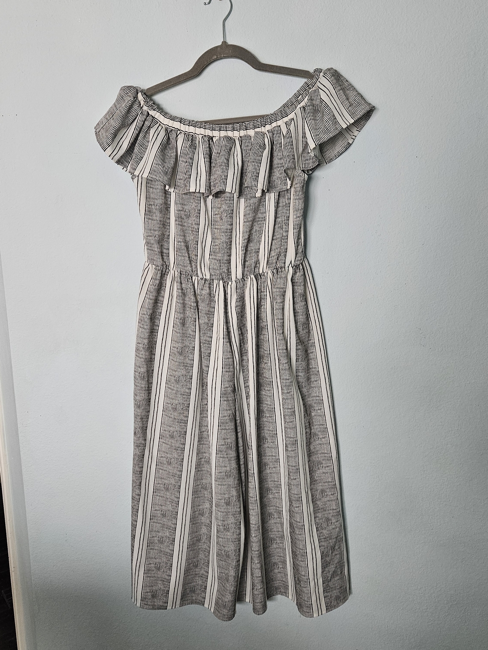 Missguided White Striped Ruffle Jumpsuit Wide Leg 10